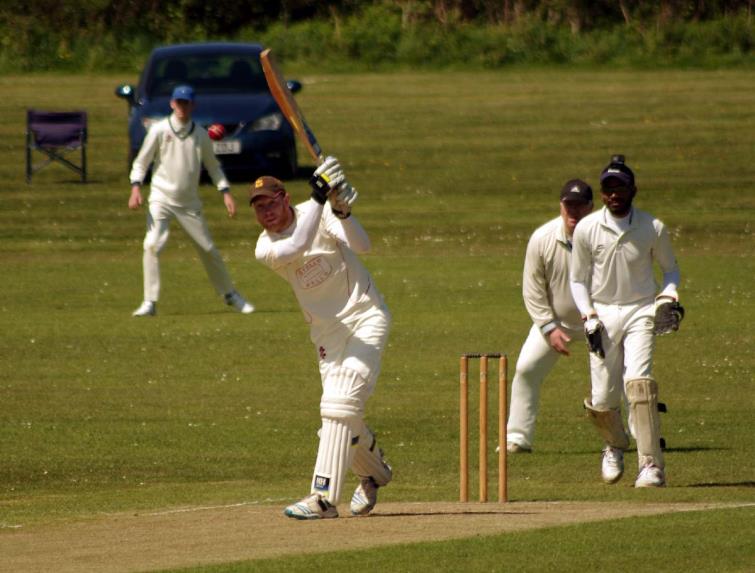 Scott Richards hits a boundary for Carew 2nds